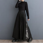 Printed Patchwork Pleated Double-layer Wide-leg Casual Pants