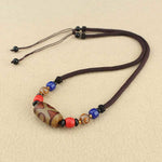 Buddha Stones Tibetan Nine-Eye Dzi Bead Three-eyed Dzi Bead Protection String Necklaces Pendant
