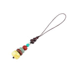 Buddha Stones Green Sandalwood Ebony Wood Gourd Seven Layer Pagoda Positive Phone Hanging Decoration