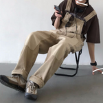 Retro Workwear Colorblock Denim Overalls