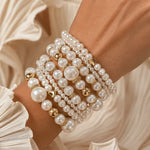 Pearl Stacking Bracelet Set of 8