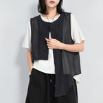 Round Neck Irregular Cotton and Linen Slit Vest