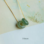 Buddha Stones Natural Round Jade Peace Buckle Luck Abundance Necklace Pendant
