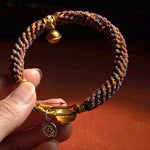 Buddha Stones 925 Sterling Silver Chinese Zodiac Natal Buddha Om Mani Padme Hum Luck Bell Braided String Bracelet