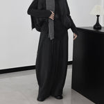 Striped Gray Loose High-waisted Thick Fleece Lining Pants