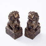 Buddha Stones 2Pcs Lion Statue Courage Strength Resin Home Office Decoration