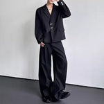 Metal Buckle Shoulder Padded Loose Suit Jacket