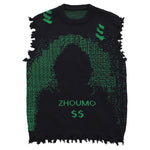 Dark Figure Jacquard Knit Tassel Sweater Vest