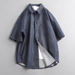 Casual Retro Twill Faux Denim Loose Collar T-Shirt