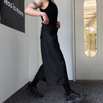 Dark Belt Cropped Wide Leg Pants