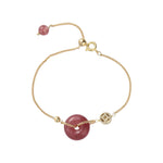 Buddha Stones Strawberry Quartz Peace Buckle Coin Love Bracelet