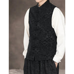 Auspicious Cloud Pattern Jacquard Stand-up Collar Vest