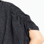 Women Pleated Textured Zip-up Collar Shirt