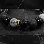 Buddha Stones Black Obsidian Lava Rock Stone Yin Yang Strength Bracelet