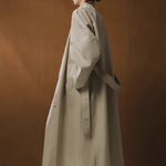 Simple Silhouette Stand Collar Tencel Drape Lace-up Jacket