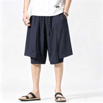 Ice Silk Loose-fitting Faux Two-piece Shorts