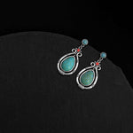Buddha Stones Tibet Vintage Turquoise Waterdrop Strength Drop Dangle Earrings Clips