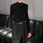 Padded Shoulder Pearl Knit T-shirt