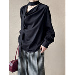 Stack collar Ribbon Shirt