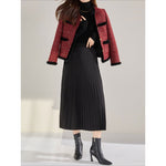 Women's High-waisted Loose Pleated Midi Skirt