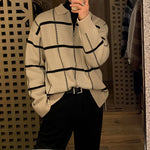 Retro Lapel Plaid Loose Casual Sweater
