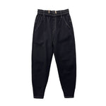 Washed Casual Cuffed Denim Trousers