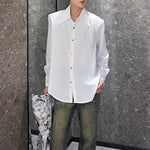 Solid Color Loose Casual Padded Shoulder Shirt