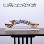 Buddha Stones Handmade Liuli Crystal Ruyi Elephant Art Piece Home Decoration With Crystal Base