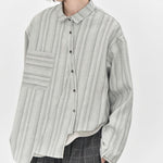 Womenâ€™s Striped Slanted Placket Irregular Hem Shirt
