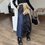 High-waist Denim Contrast Skirt