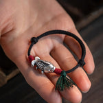 Buddha Stones 925 Sterling Silver Luck Koi Fish Braided Bracelet