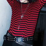 Loose-fitting Striped T-shirt with Dropped Shoulders