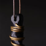 Buddha Stones Tibet Ebony Wood Brass Balance Peace Necklace Pendant
