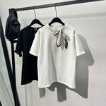 Bow Scarf Loose Casual T-shirt