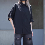 Button-down Loose Casual Black Shirt