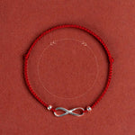 Buddha Stones 925 Sterling Silver Endless Knot Protection Luck Red String Bracelet Anklet