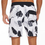2 In 1 Tropical Leaves Print Swim Shorts
