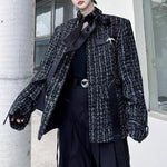 Vintage Tweed Ribbon Stand Collar Jacket
