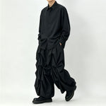 Japanese High-waist Loose Pleated Wide-leg Cropped Skirt-pants