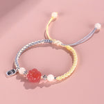 Buddha Stones Yanyuan Agate Cat Claw Paw White Bodhi Seed Fu Character Positive Braided Rope Bracelet