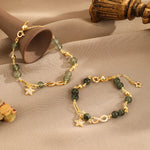 Buddha Stones 14k Gold Plated Copper Green Rutilated Quartz Möbius Loop Eternal Love Star Protection Bracelet