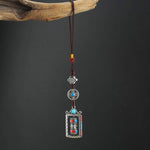 Buddha Stones Six True Words Prayer Wheel Rotation Knot Blessing Keychain Decoration