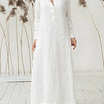 Zeagoo Women's Cotton and Linen Shirt Dress Casual Long Sleeve Loose Fit Split Maxi Dresses with Pocket