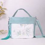 Buddha Stones Suzhou Embroidery Lotus Epiphyllum Magnolia Cotton Linen Tote Crossbody Bag Shoulder Bag Handbag