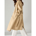 Breathable Long Lightweight Linen Rayon Draped Trench Coat