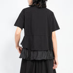 Irregular Pullover Stitching Babydoll Shirt