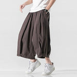 Cotton and Linen Wide Leg Bloomers Cropped Pants