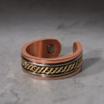 Buddha Stones Magnetic Copper Balance Adjustable Cuff Bracelet Bangle Ring