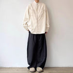 Stand Collar Solid Color Loose Casual Shirt