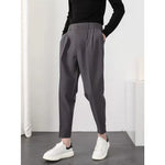 Slim-Fit Tapered Dress Trousers with Fluid Drape